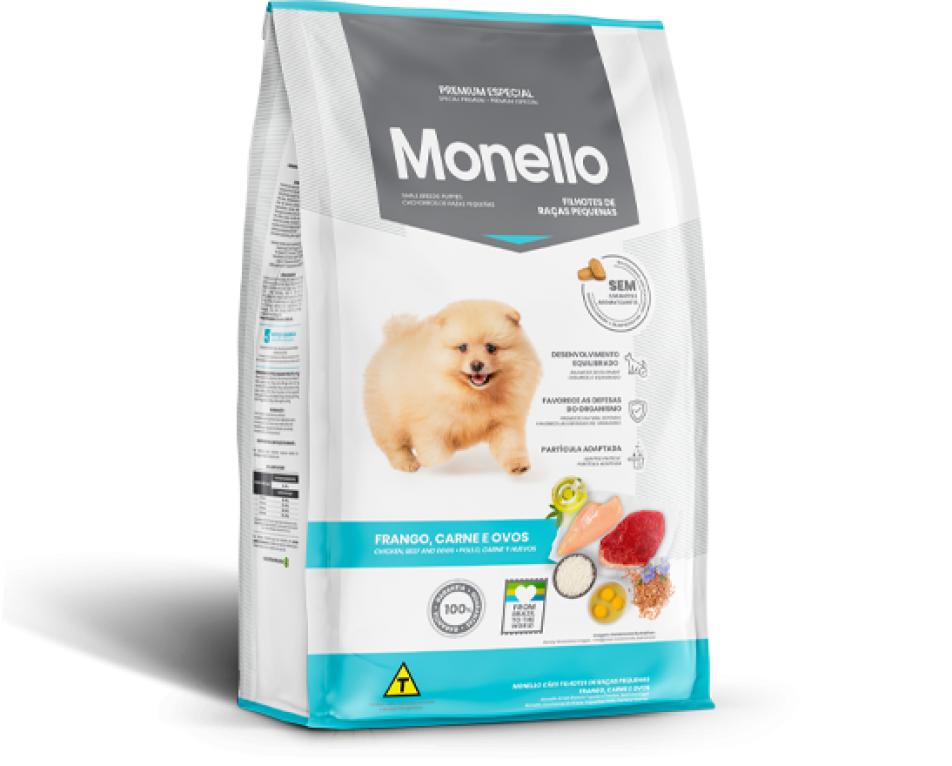 MONELLO PREMIUM CACHORROS DE RAZAS PEQUEÑAS – POLLO, CARNE Y HUEVOS